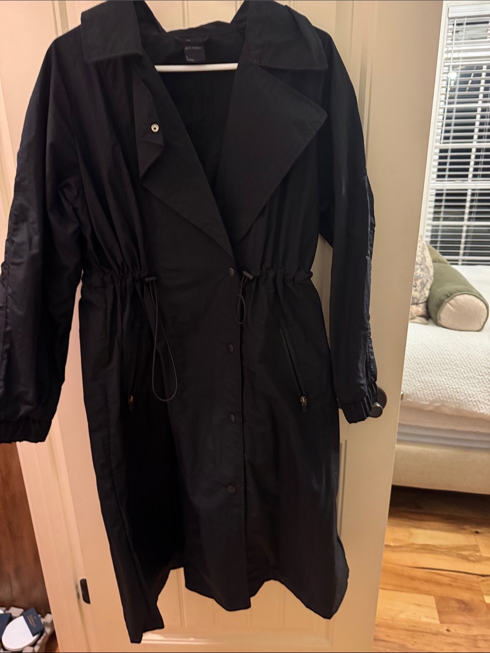 all in motion Black Utility Trench Coat with Drawstring Waist